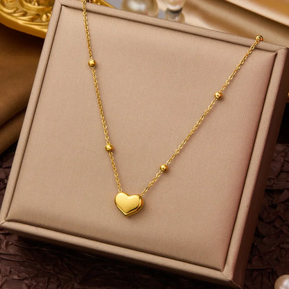 316L Stainless Steel Simple Heart Love Circular Tassel Necklace Lady Trend Fashion Clavicle Chain Jewelry Glamorous Gift