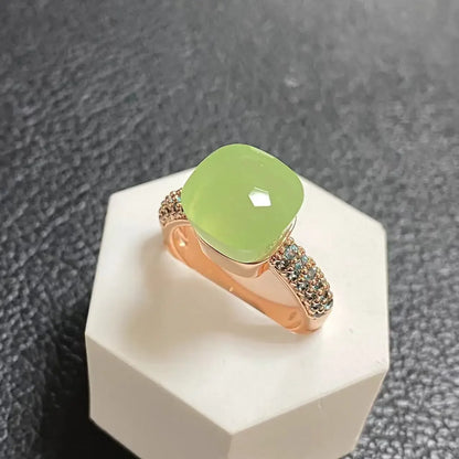 10.6mm Topaz Ring For Women Inlay Light Blue Zircon Candy Water Drop Crystal Ring Rose Gold Plated Jewelry Gift