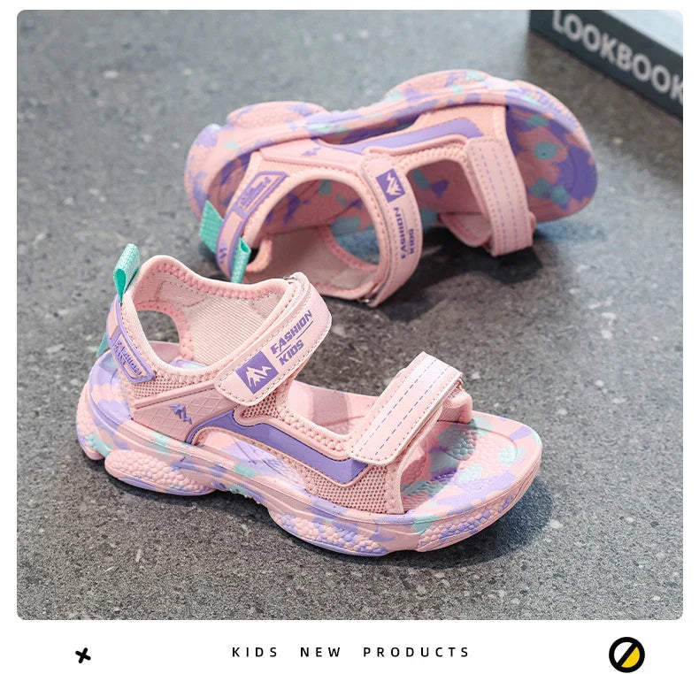 2025 Summer Boys Soft Sandals Fashion Children Shoes Autumn Light Cartoon Sandalias Flat Beach 4-12 Years Old Kids Shoes 12yrs