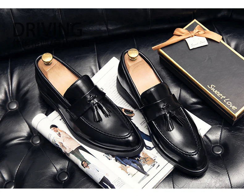 Tassel Wedding Leather Shoes Men Classic Formal Leather Loafers Male Dress Casual Business Shoes For Men Social Brogues Shoes