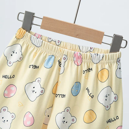 2-piece Summer Children's Comfortable And Versatile Cute Short sleeved Shorts Set For Boys And Girls Casual Home And Outdoor Set