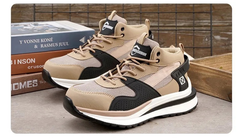 Soft-soled non-slip safety shoes four seasons models men's anti-smash anti-puncture steel head safety shoes new models