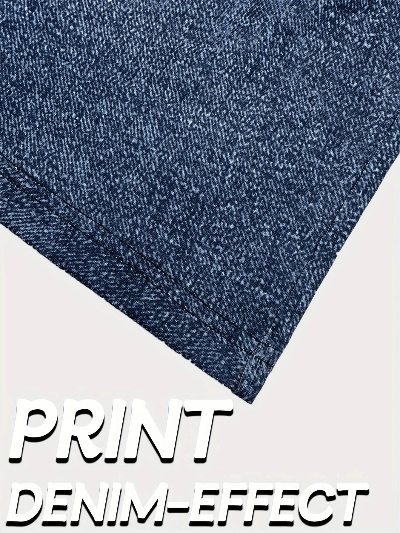 Denim Print High-Stretch Flared Pants Loose Fit Trousers