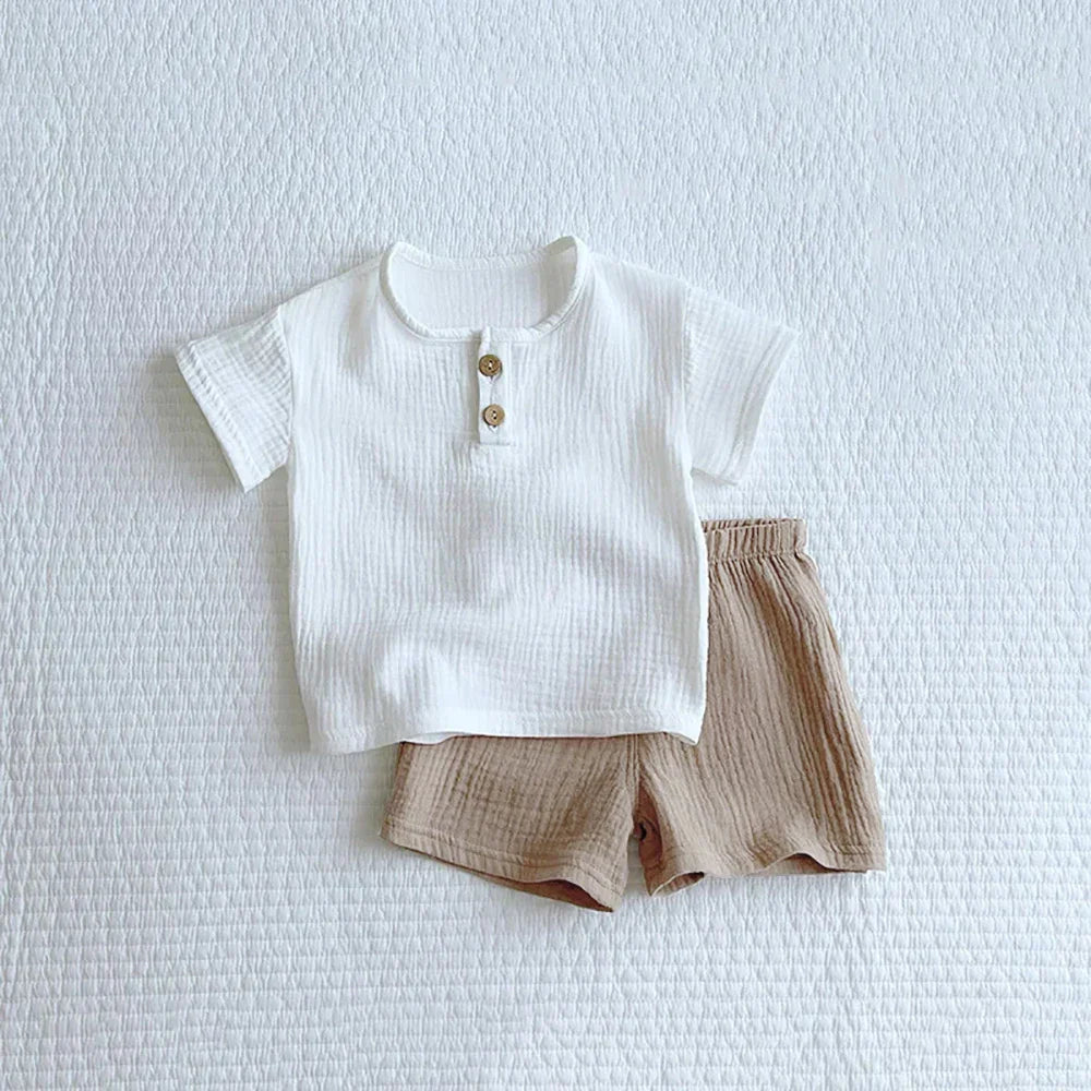Fashion Kids Clothes Suit Summer Casual Organic Cotton Kids Tshirt + Shorts Toddler Baby Short Sleeve Outfits