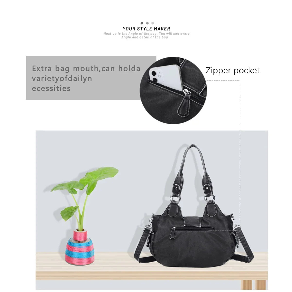 Women Handbag Serpentine Top-handle Shoulder Bag PU Dumpling Pack Multi-pockets Shoulder Bags Phone Money Pack