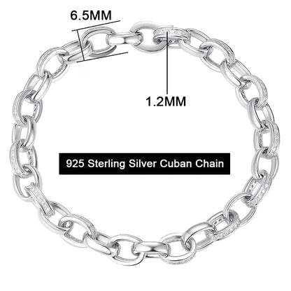 1.2mm Moissanite Tennis Bracelet with  925 Sterling Silver Cuban Link Chain Birthday Party Gifts Jewelry for Women Men