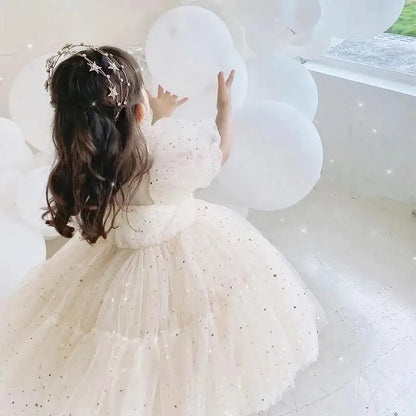 Summer Girls Dress Sequin Ruffles Elegant Toddler Girls Princess Dress For 2-10 Years Kids Party Evening Gown Kids Dresses