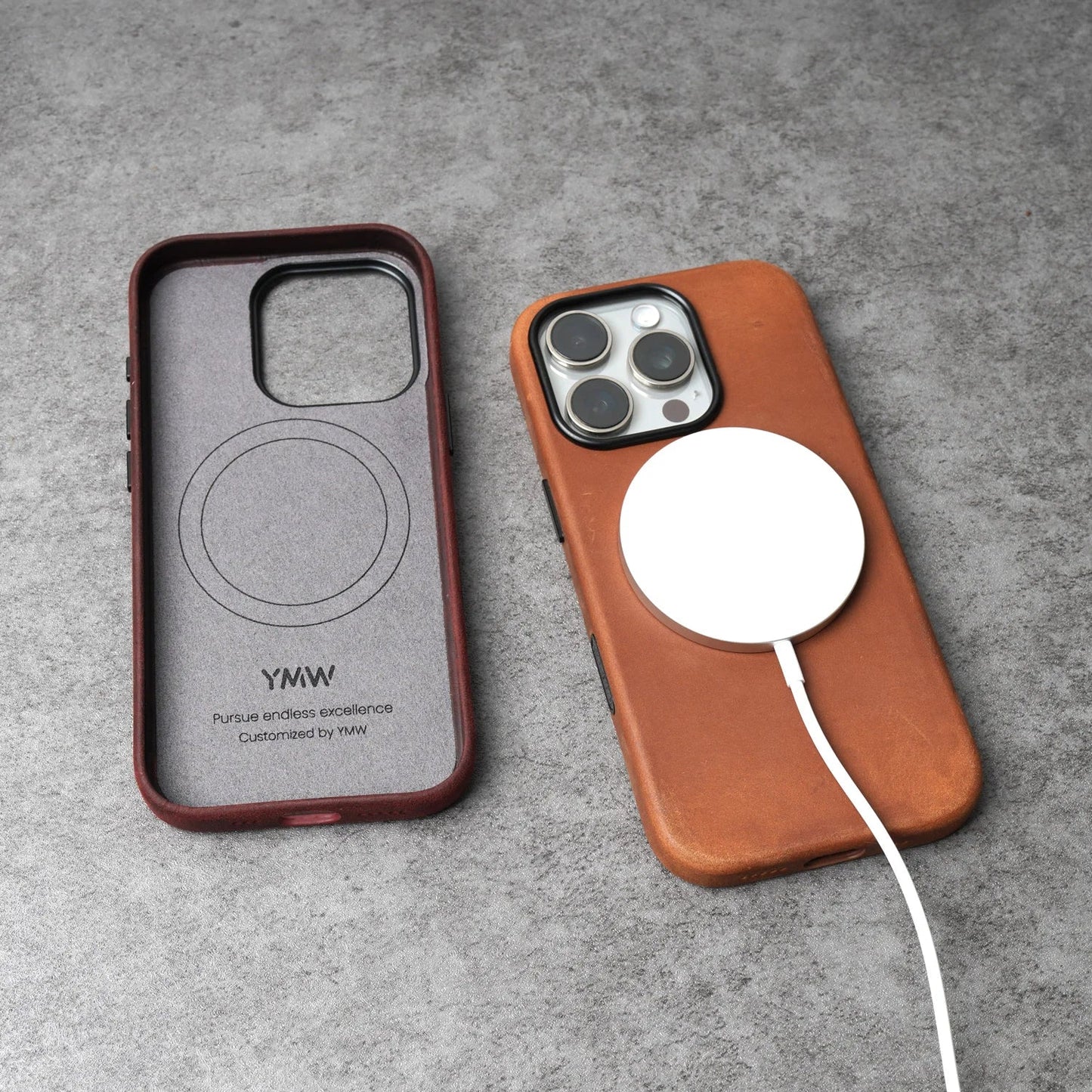 Genuine Leather Case for iPhone 17 16 15 Pro Max Magnetic PULL-UP Cowhide Phone Cover