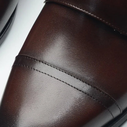 Luxury Genuine Leather Men's Wedding Dress Shoes Buckle Monk Strap Red Sole Cap Toe Black Brown Business Formal Shoes for Man