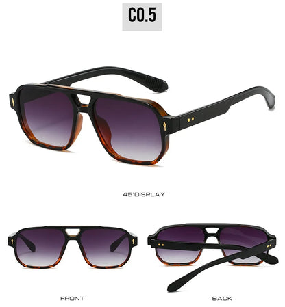 Fashion Square Sunglasses Women Men Driving Rivets Arrow Decoration Casual Travel Suitable for All Sun Glasses Uv400
