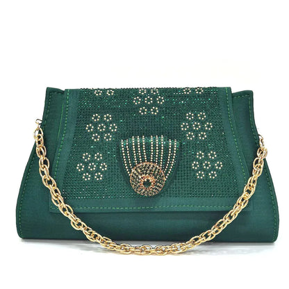 Italian Shoes And Bag Sets For Evening Party With Stones Italian Satin cloth  Rhinestone bow Handbags Match Bags