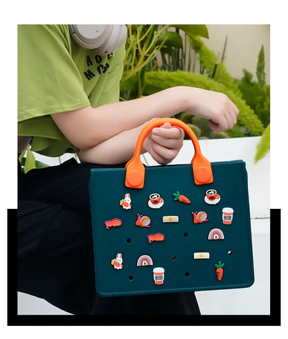 Large Leather Shoulder Bag Handbag Tote Bag Storage for Women Casual Waterproof Beach Bag Hole Fit Charm Fashion Storage Bag