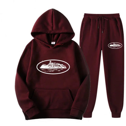 Loose Unisex Fleece-lined Printed Sweatshirt Hoodie Set Devil Prisoner Pattern New Female Casual Comfortable T