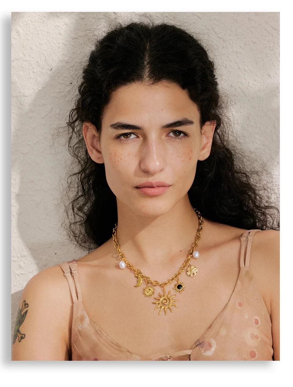 Trendy Starfish Moon Sun Shaped Pendant Charm Necklace Statement Stainless Steel Golden Chain Fashion Jewelry PVD Plated
