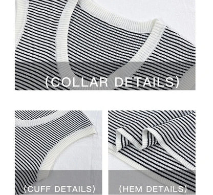 2026 Spring Summer O-Neck Striped Vest Top Simple Slim Fit Sleeveless Casual Versatile Women's Tank Top