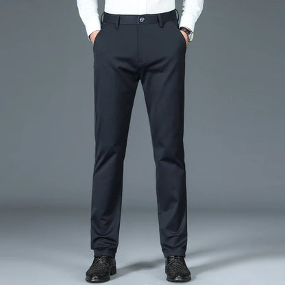 Business Formal Mens Casual Pants Autumn Winter Fashion Anti-wrinkle Straight Stretch Trousers Male Office Classic Suit Pants