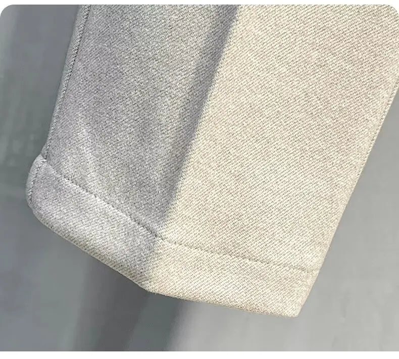 Men's Woolen Straight Leg Casual Pants Autumn Winter Thickened Fashionable Nine Point Pants mid Waist Pure Color Anti-Wrinkle