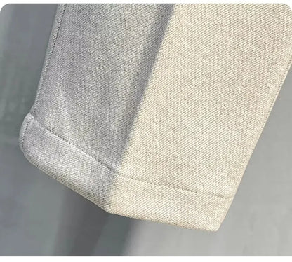 Men's Woolen Straight Leg Casual Pants Autumn Winter Thickened Fashionable Nine Point Pants mid Waist Pure Color Anti-Wrinkle