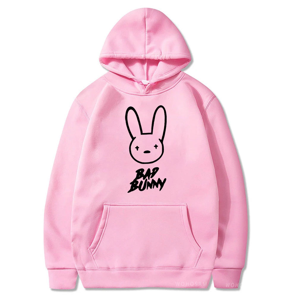 Funny Bad Bunny Hoodie Printed Kawaii Cartoon Harajuku Oversized Streetwear Sweatshirt Korean Style Long Sleeve Women Men Hoody