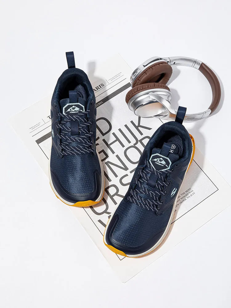 Unisex Hiking Sneakers Lace-Up Walking Shoes Outdoor Travel Artificial Leather Sneakers