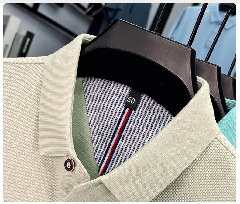 100% pure cotton high-end short sleeve polo shirt men's summer fashion new breathable Korean business casual golf brand T-shirt