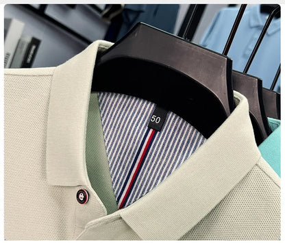 100% pure cotton high-end short sleeve polo shirt men's summer fashion new breathable Korean business casual golf brand T-shirt