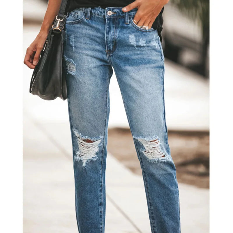 Calça Jeans Y2K Cintura Alta Casual Streetwear Slim Fit com Elasticidade