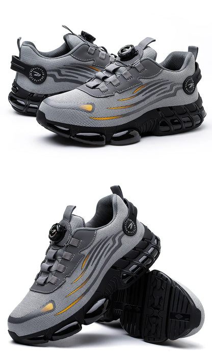 Big Size Men and Women Rotary Buckle Work Safety Shoes Men Air Soft Sole Lightweight Sneakers Protective Fashion Work Shoes