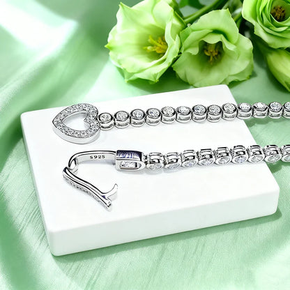 Round Bezel Set 3mm Zircon Bracelets for Women High Carbon Diamond 925 Sterling Silver 3 Styles Lock Buckles Fine Jewelry