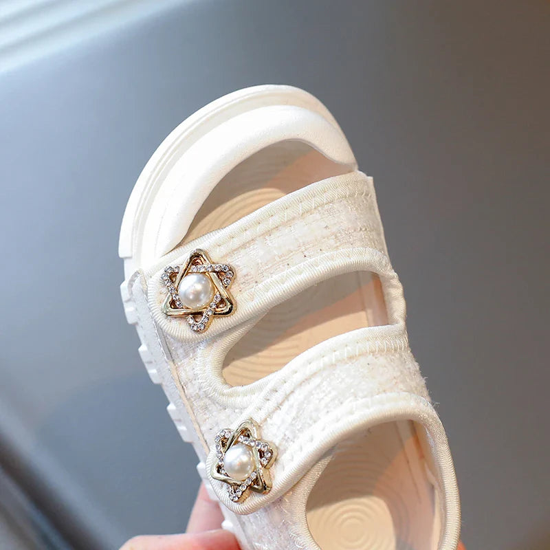 2025 Summer New Children Sandals Girls Elegant Princess Style Sandals Baby Anti-kick Foot Protection Sandals