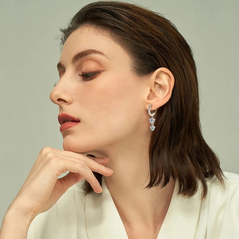 New In 100% Real 0.8 Carat Moissanite Diamond Drop Earrings Women’s S925 Silver Tassel Earring Plated PT950 Fine Jewelry