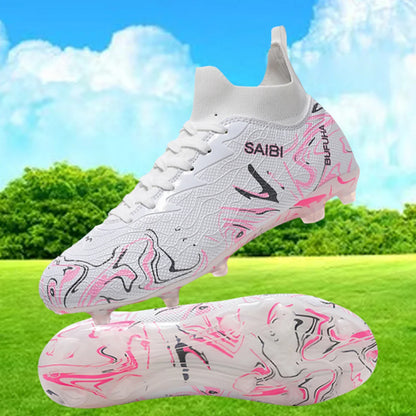football boots sneakers chuteira society soccer shoes Above the ankle but not to the knee Anti-slip column Sole spikes