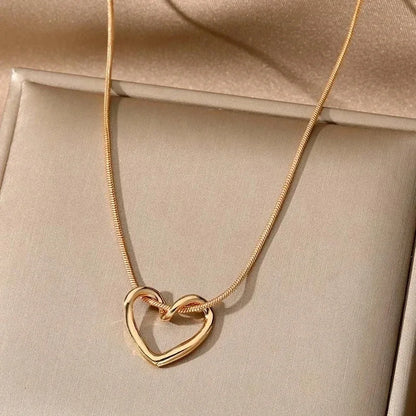 1 Piece Stainless Titanium Steel Chain Cute Bow Red Love Heart Balloon Bear Pendant Necklace Women's Romantic Jewelry Girls Gift