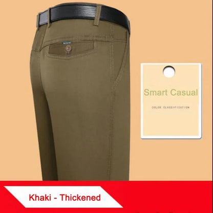 New Arrival 100% Cotton Summer Spring Men's Casual Pants Fashion Solid Black Beige Gentle Thicken Trousers Brand Smart Suit Pant