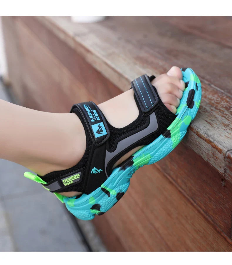2025 Summer Boys Soft Sandals Fashion Children Shoes Autumn Light Cartoon Sandalias Flat Beach 4-12 Years Old Kids Shoes 12yrs