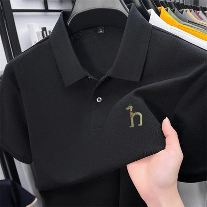 100Cotton High Quality Men's Polo Shirt Breathe Solid Color Soft Dog Print Short Sleeve Summer Lapel T-Shirt Business Menswear
