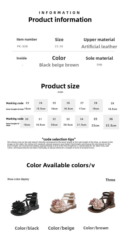 Girls' Sandals 2026 Summer New Children's Flower Princess Shoes Soft Sole Anti Slip Baby Girls' Roman Sandals