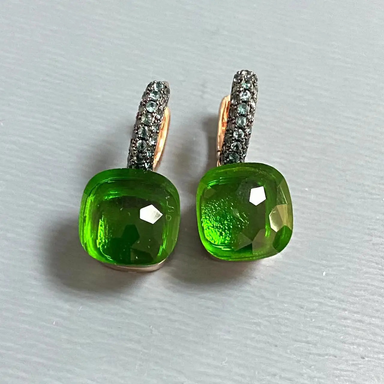 Classic Nudo Earrings Inlay Blue Topaz Zircon With Black Gun Plated Brown Crystal Earrings Fashion Jewelry Gift For Women