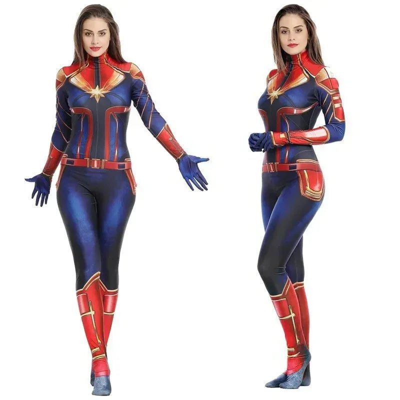 Movie Captain Cosplay Costume Women Superhero Cos Stage Jumpsuit Halloween Carnival Role Play Party Zentai Kids Adult