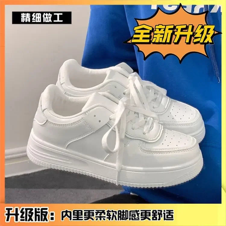 All Season Student Casual White Shoes Children Solid Color Sneaker Kids Soft Soled Versatile Casual Board Shoes Front Lacing