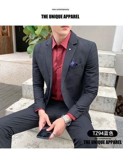 High-Quality Large Size Men's Wedding Suit 5XL S-Fourth Quarter 2024 Fashion Handsome Two-Piece Acetate Set (Suit + Trousers)