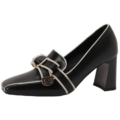 2025 French Style Genuine Leather Sandals Women Covered Toe Butterfly Knot Party Dating Sandals Office Ladies Pumps