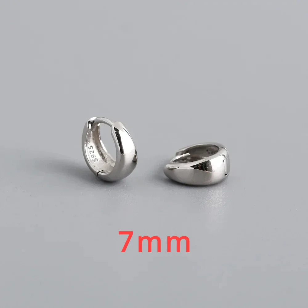 100% 925 Sterling Silver 18K 6/7/8/9/10mm Round Hoop Earrings for Women Classic Fine Jewelry Minimalist Accessories