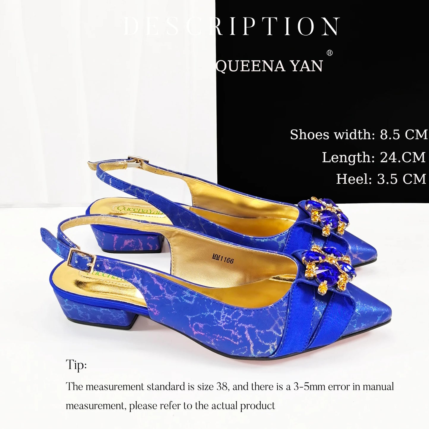 New Summer Collection Stylish Italian Women’s Shoes and Bag Set Gold Colour Comfortable Low Heels With Rhinestone