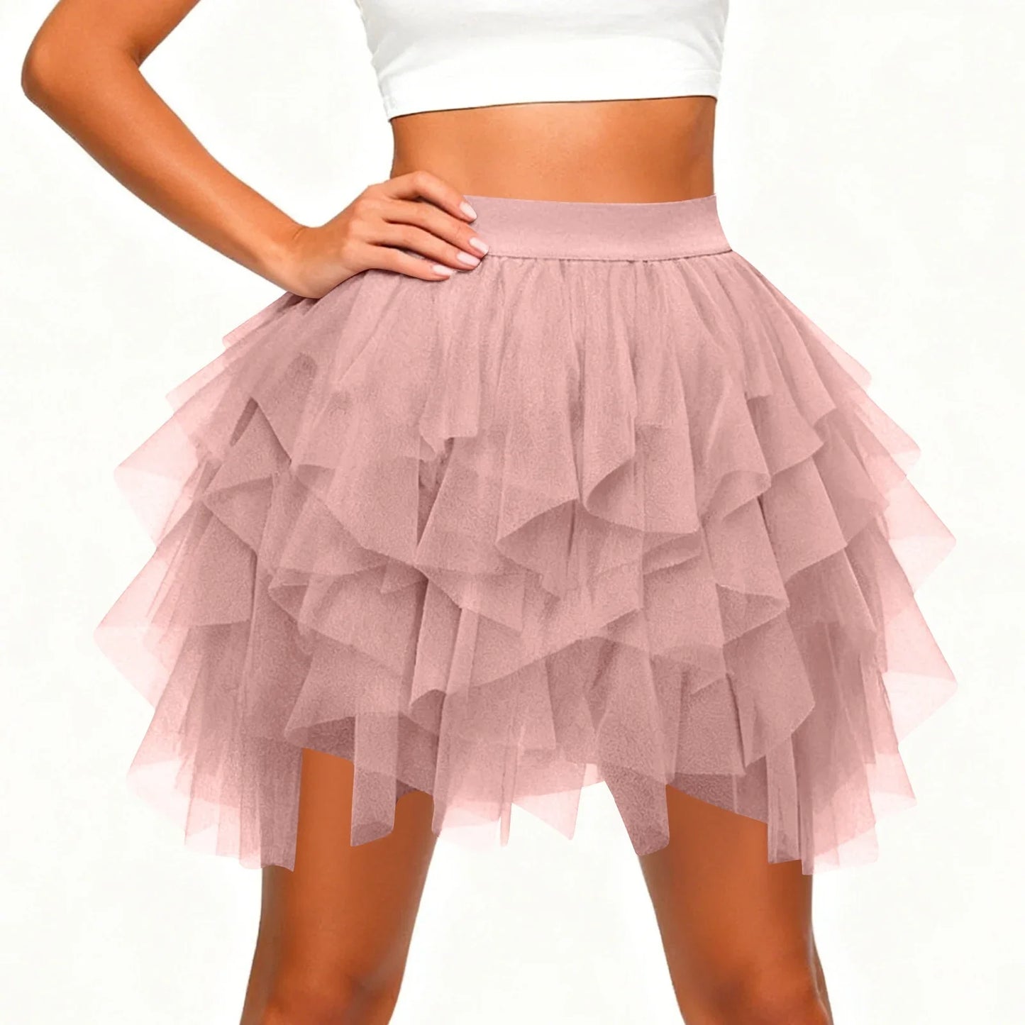 Women's Tulle Tutu Skirt Fashion Solid Color High Waist Mesh Skirt A-line Puff Skirt Cute Cake Skirt Cute Ballet Ball Half Skirt