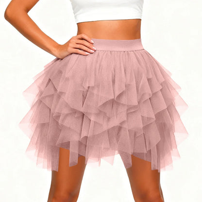 Women's Tulle Tutu Skirt Fashion Solid Color High Waist Mesh Skirt A-line Puff Skirt Cute Cake Skirt Cute Ballet Ball Half Skirt