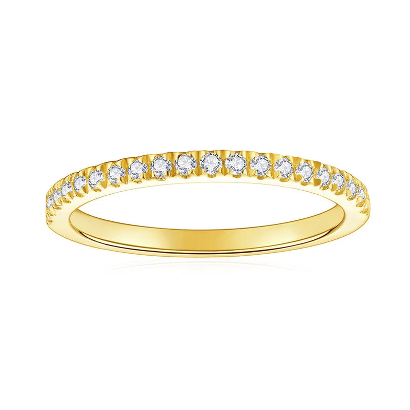 3pcs 0.2ct Moissanite Eternity Ring for Women Men 1.3mm 18k Gold Plated Sterling Silver Wedding Moissanite Band Jewelry
