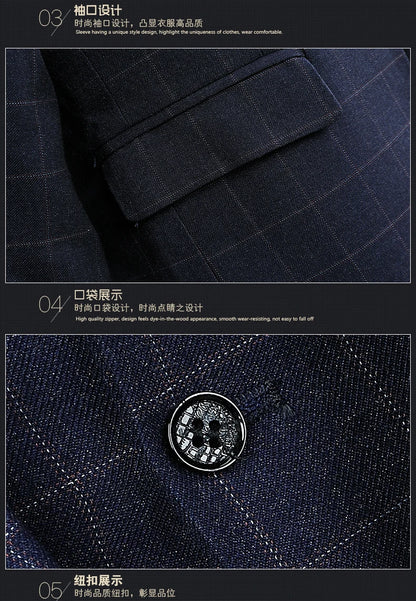 Blazer Vest Pants  Boutique Plaid Men's Formal Groom Wedding Dress Slim Suit 3Pcs or 2Pcs Men's Casual Business Suit Tuxedo