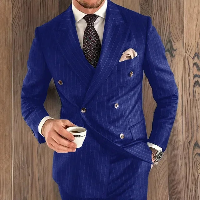 2025 Black Stripe Men Suits Double Breasted Blazer Latest Coat Designs Slim Fit only Jacket Tuxedos Custom Made Groom Prom
