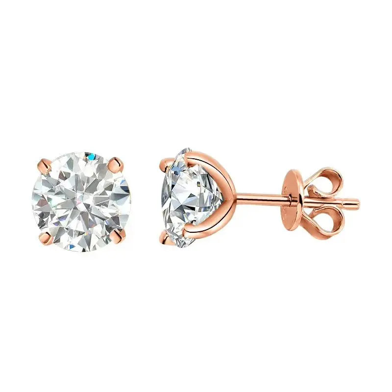 4-prong Set Brilliant Cut Moissanite Stud Earrings 925 Sterling Silver D Color VVS1 Solitaire Diamond Ear Studs with Certificate